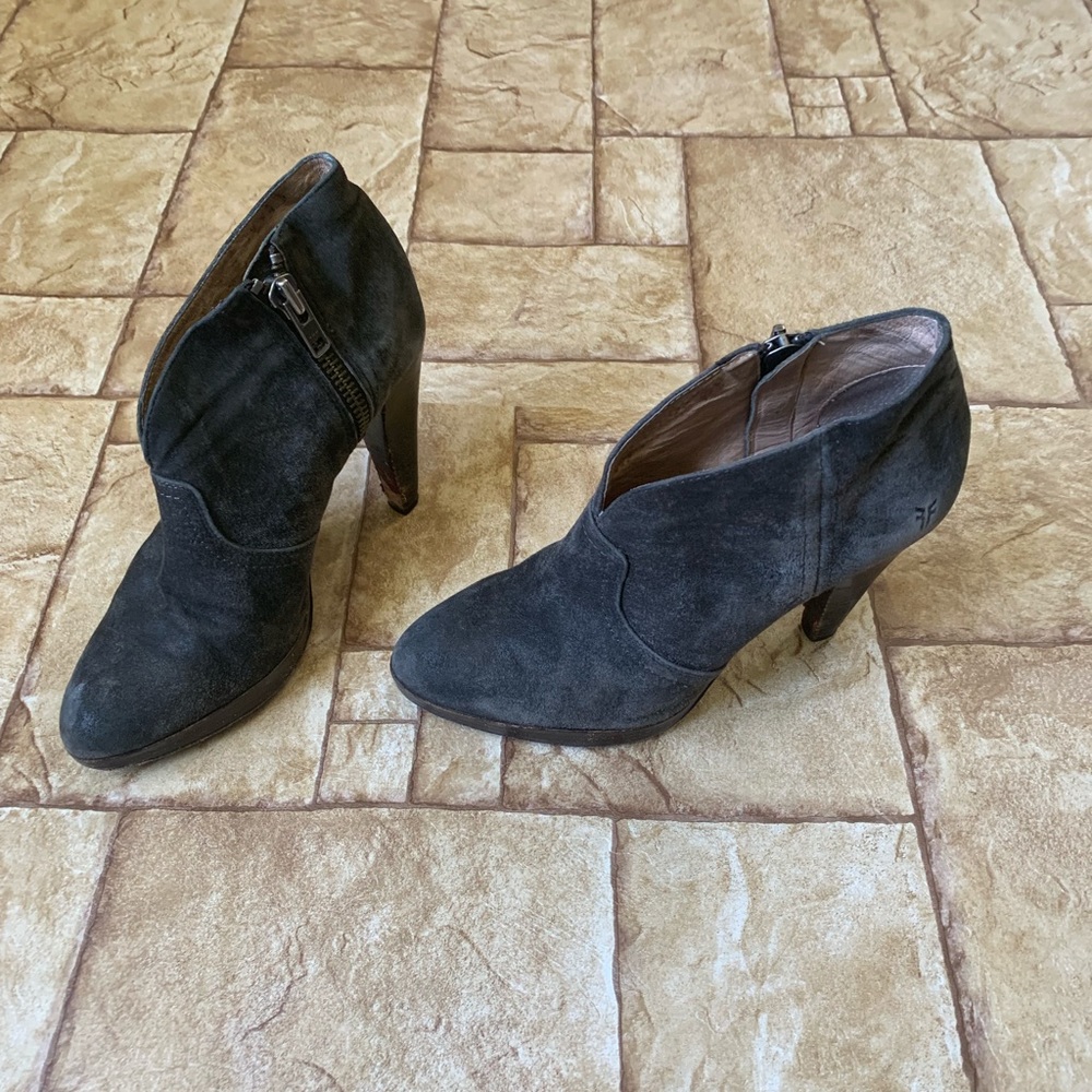 Frye Suede Harlow Campus Bootie Heels - Picture 7 of 8